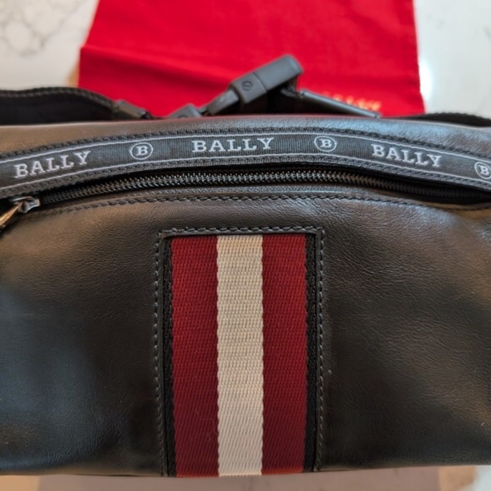 Bally Black and Red Belt Bag with Sporty Stripe